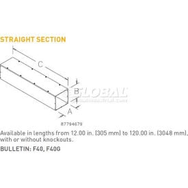 Hoffman F44T148GVPWK Straight Section w/Knockout Type 1 4.00x4.00x48.00 Galv/Gray F44T148GVPWK