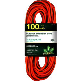 GoGreen Power GG-13800 100 Ft Extension Cord 14/3 Orange/Green GG-13800