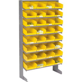 GoVets™ 8 Shelf Floor Pick Rack - 32 Yellow Plastic Shelf Bins 8 Inch Wide 33x12x61 425YL603