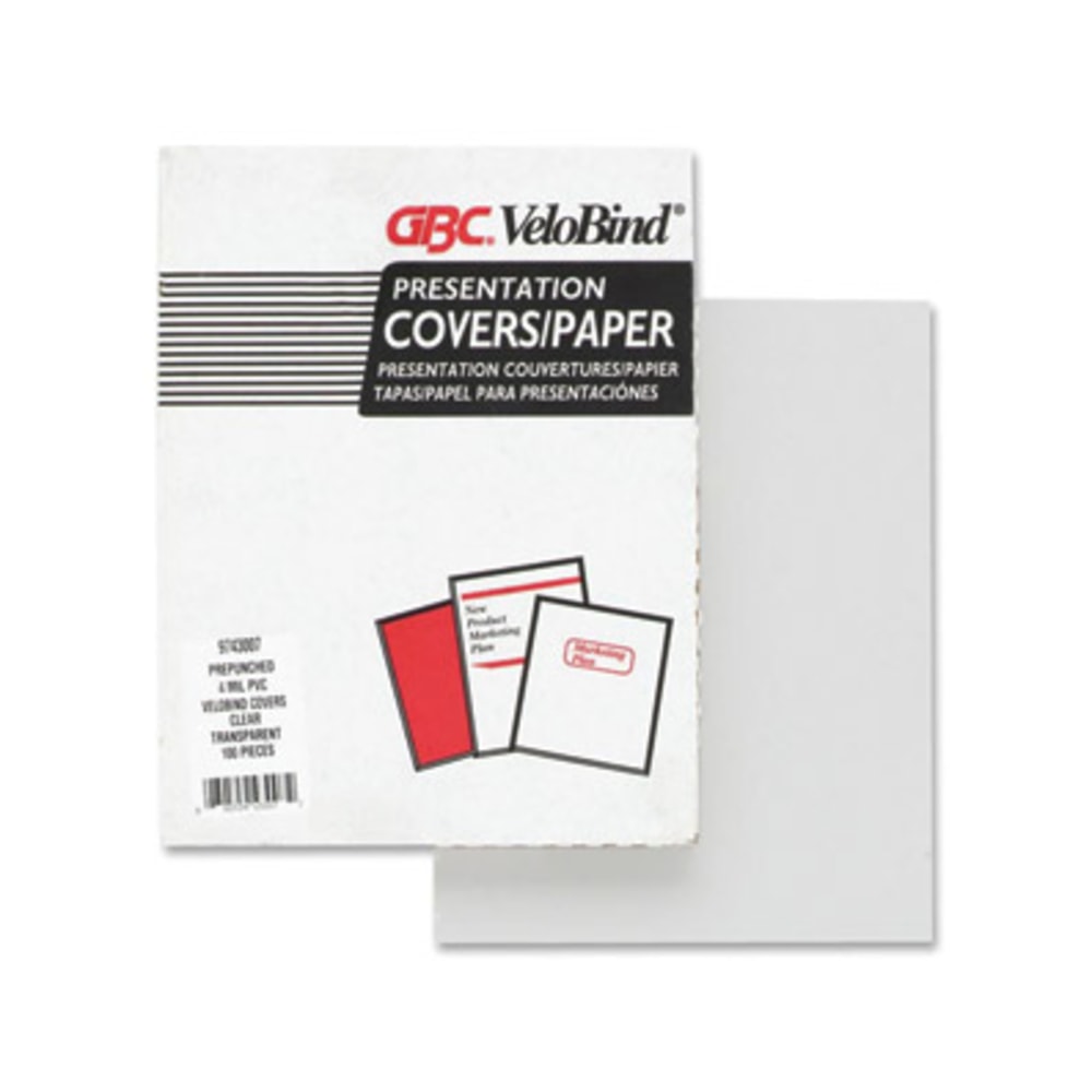 GBC Clear View VeloBind Economy Presentation Covers, 8 1/2in x 11in, Clear, Pack Of 25 (Min Order Qty 4) MPN:9743070