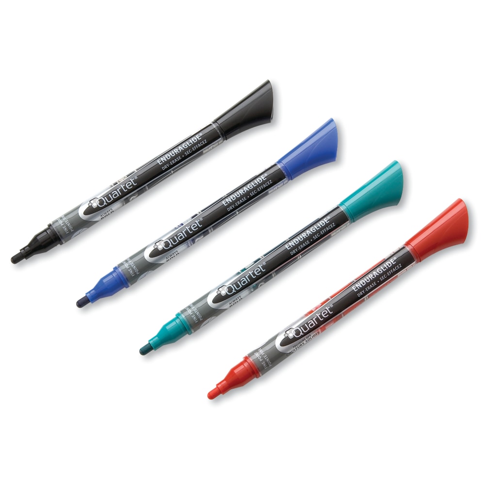 Quartet EnduraGlide Dry-Erase Marker, Fine Point, Assorted Colors, Pack Of 4 (Min Order Qty 6) MPN:5001-10MA