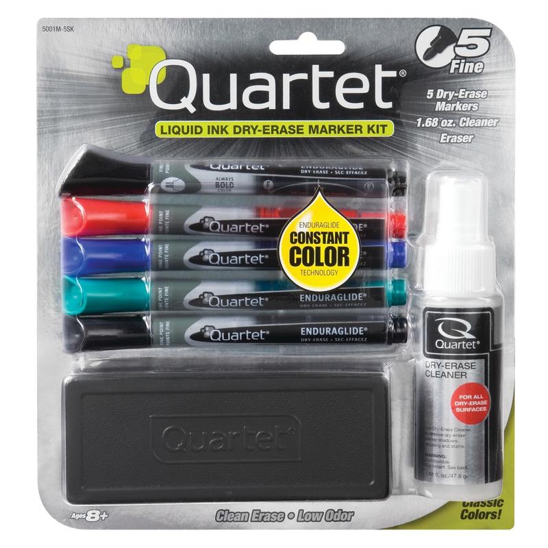 Quartet EnduraGlide Dry-Erase Markers, Kit, Fine, Assorted Colors, Pack Of 5 (Min Order Qty 6) MPN:5001M-5SKA