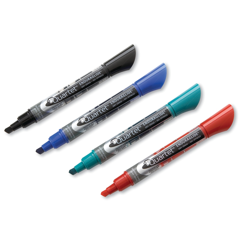 Quartet EnduraGlide Dry-Erase Markers, Chisel, Assorted Colors, Pack Of 4 (Min Order Qty 7) MPN:5001MA