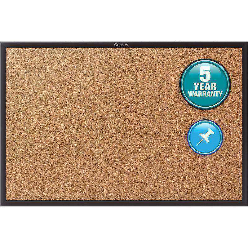 Quartet Classic Cork Bulletin Board, 24in x 36in, Aluminum Frame With Black Finish MPN:2303B