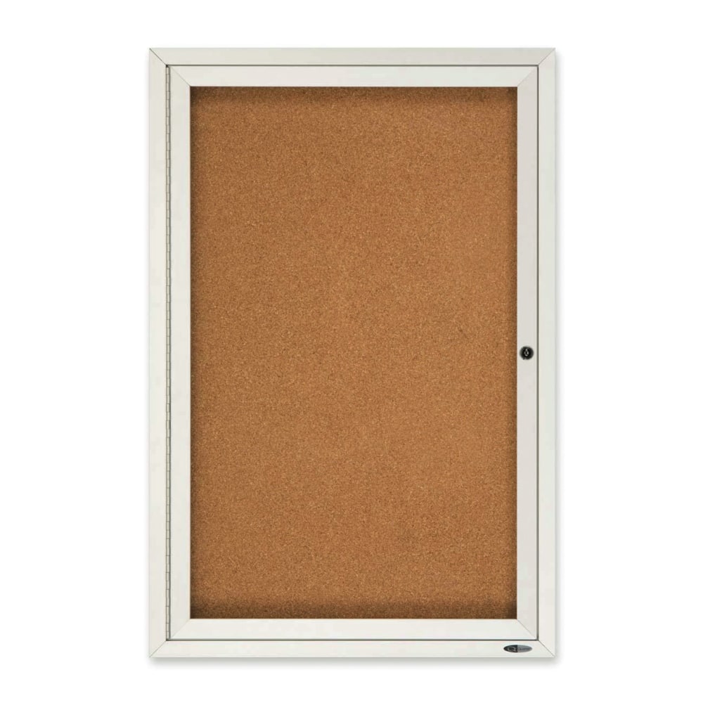 Quartet Classic Enclosed Cork Bulletin Board, 36in x 24in, Aluminum Frame With Silver Finish MPN:2363