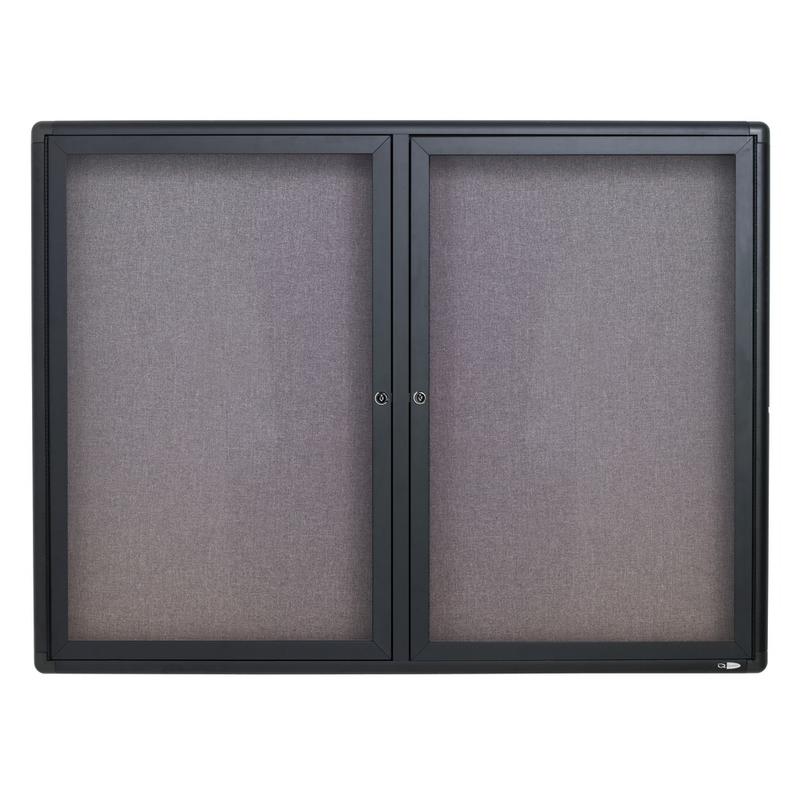 Quartet Swinging Door Fabric Bulletin Board, 36in x 48in, Aluminum Frame With Graphite Finish MPN:2364L