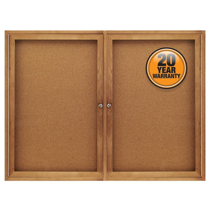 Quartet Classic Enclosed Cork Bulletin Board, 48in x 36in, Wood Frame With Brown Finish MPN:364