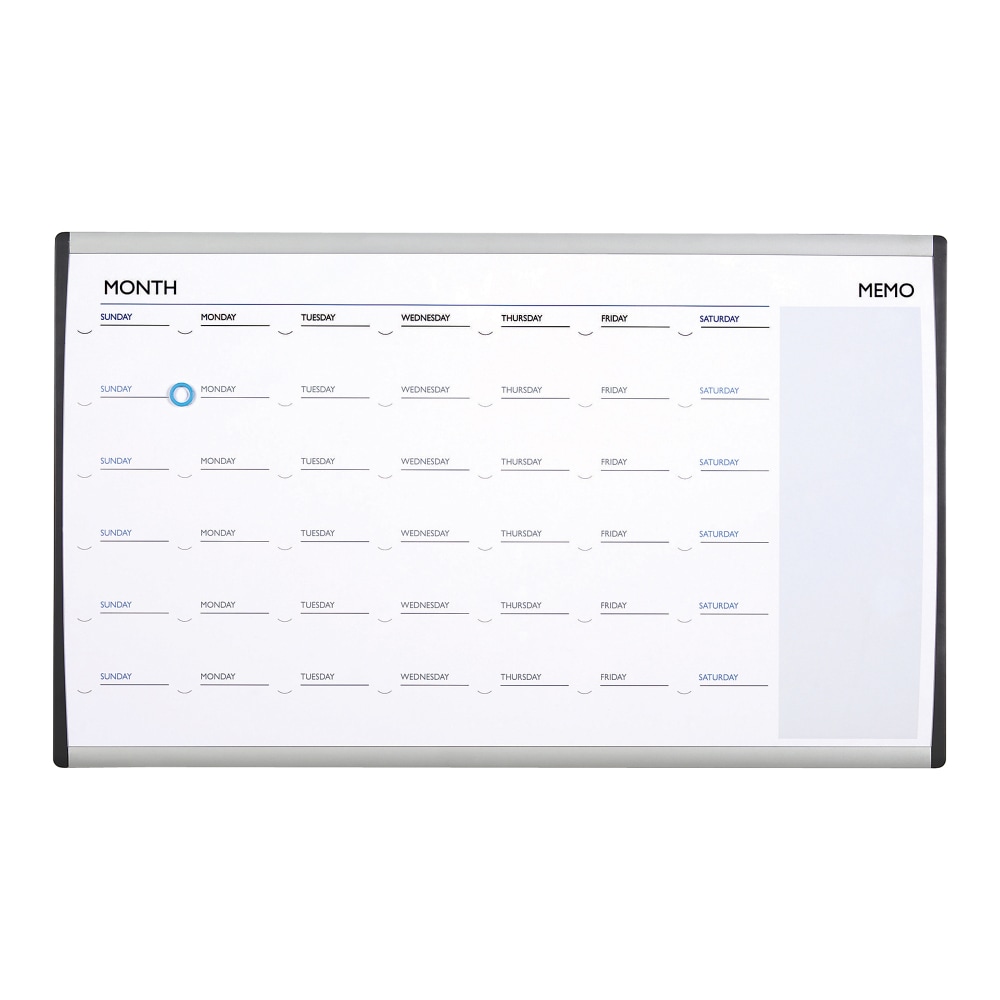 Quartet ARC Magnetic Dry-Erase Calendar For Cubicles, 18in x 30in, Aluminum Frame With Silver Finish MPN:ARCCP3018