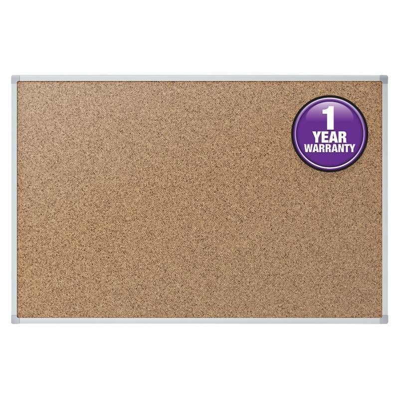 Quartet Economy Cork Bulletin Board, 36in x 24in, Aluminum Frame With Oak Finish (Min Order Qty 2) MPN:S733