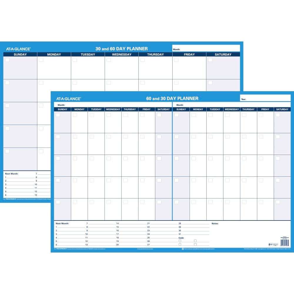 AT-A-GLANCE 30% Recycled Undated Erasable/Reversible Wall Planner, 30/60 Day, 36in x 24in, PM23328 (Min Order Qty 4) MPN:PM23328