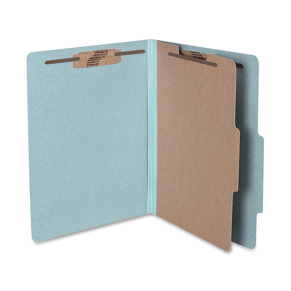 ACCO Durable Pressboard Classification Folders, Letter Size, 2in Expansion, 1 Partition, 60% Recycled, Sky Blue, Box Of 10 (Min Order Qty 2) MPN:15024