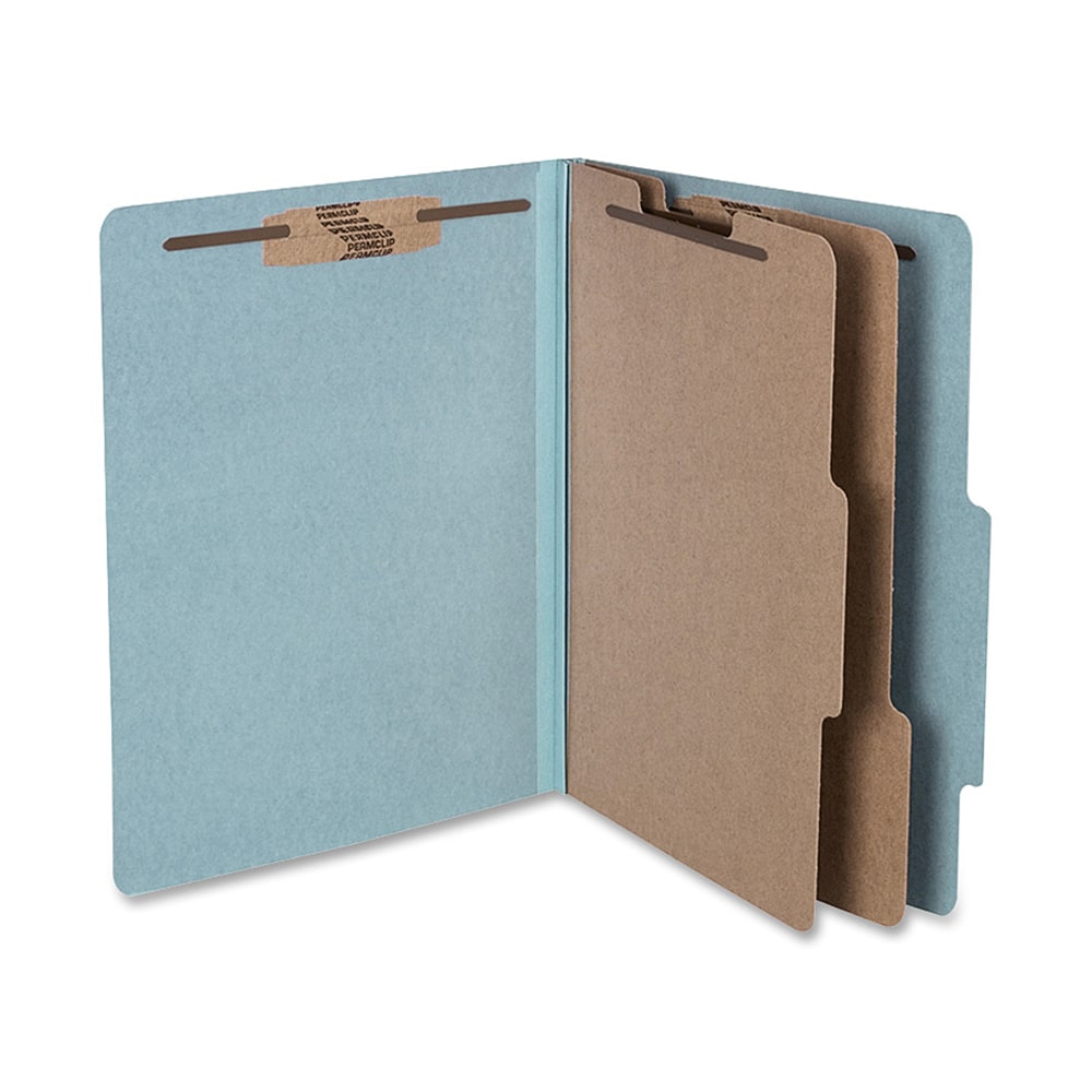 ACCO Durable Pressboard Classification Folders, Letter Size, 3in Expansion, 2 Partitions, 60% Recycled, Sky Blue, Box Of 10 (Min Order Qty 2) MPN:15026