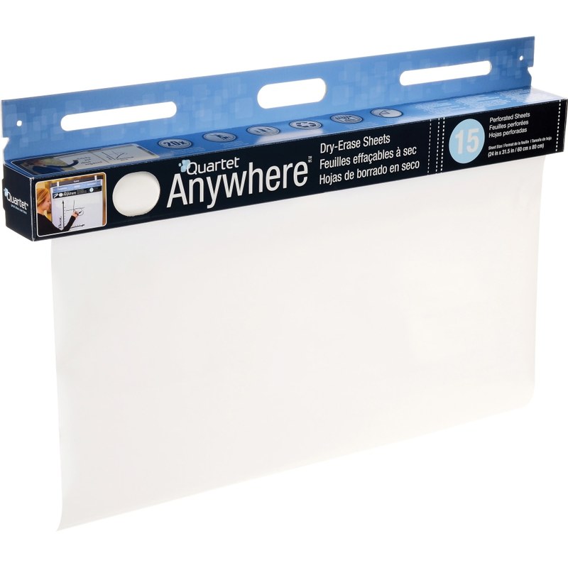 Quartet Anywhere Non-Magnetic Dry-Erase Whiteboard Sheets, 24in x 480in, White (Min Order Qty 2) MPN:85563