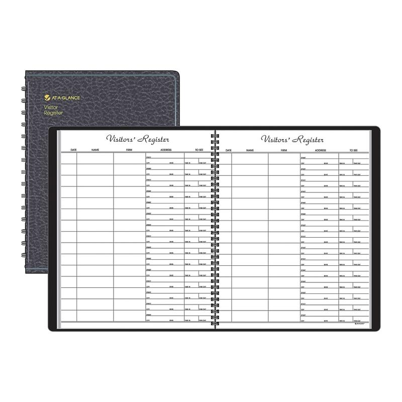 AT-A-GLANCE Visitor Register Book, 8 1/2in x 11in, Black (Min Order Qty 4) MPN:80-580-05