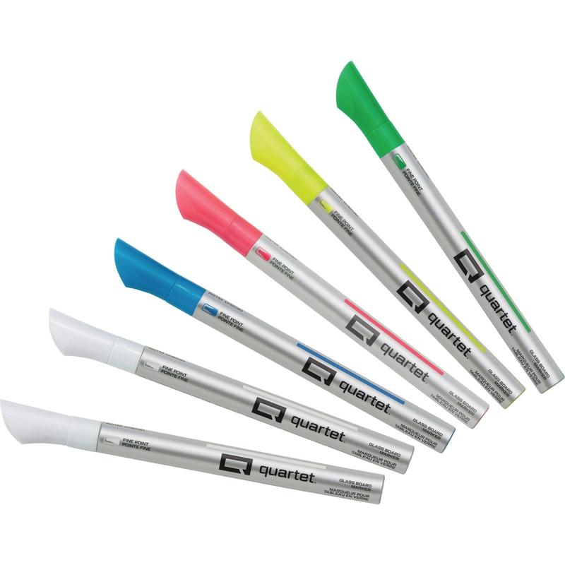 Quartet Glass Board Fine Tip Neon Markers - Fine Marker Point - Assorted Neon Liquid Ink - 6 / Pack (Min Order Qty 6) MPN:79558Q