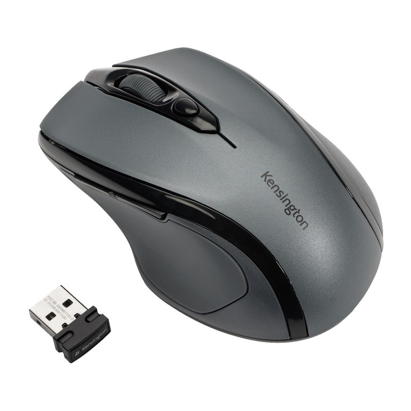 Kensington Pro Fit Wireless Mid-Size Mouse - Optical - Wireless - Radio Frequency - Gray - USB - 1600 dpi - Scroll Wheel - Medium Hand/Palm Size - Right-handed (Min Order Qty 2) MPN:K72423AMA
