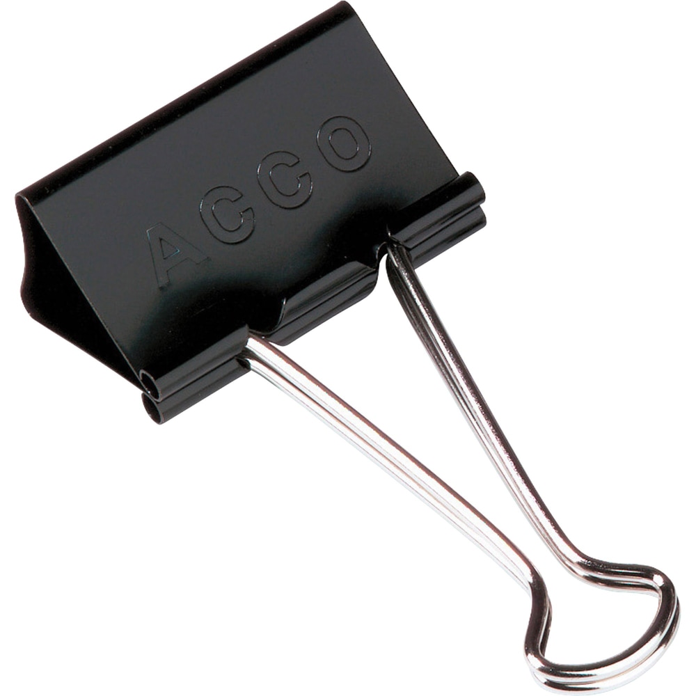 ACCO Tempered Steel/Plastic Binder Clips, Mini, 0.25in Capacity, Black, Pack Of 12 (Min Order Qty 55) MPN:72010