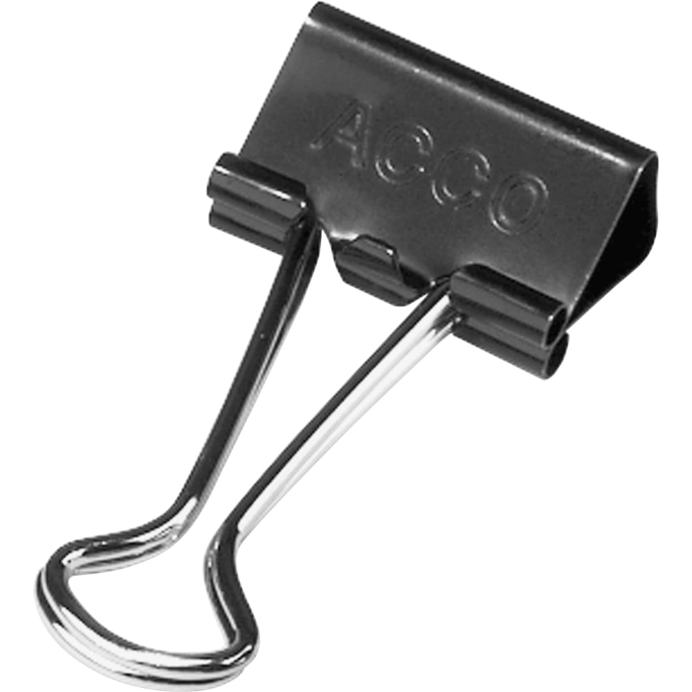 ACCO Binder Clips, Small, 3/4in Wide, 5/16in Capacity, Black, Pack Of 12 (Min Order Qty 49) MPN:72020