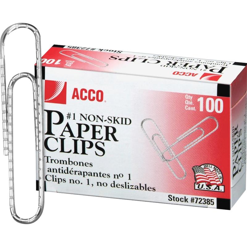 ACCO Economy Paper Clips, 1000 Total, No. 1, Silver, 100 Per Box, Pack Of 10 Boxes (Min Order Qty 10) MPN:72385