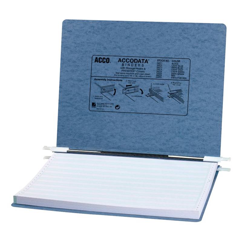 Wilson Jones Presstex Data Binder With Retractable Hooks, 14 7/8in x 11in, Light Blue (Min Order Qty 5) MPN:A7054072