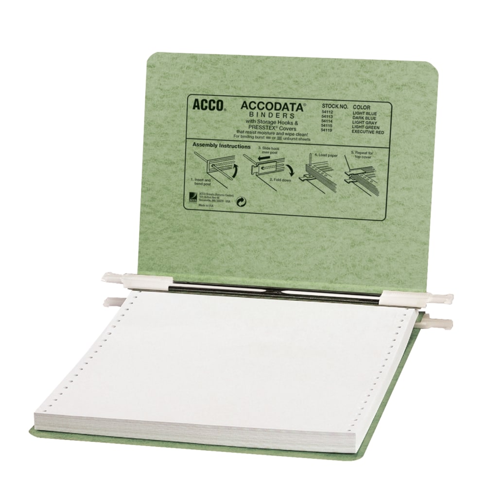 Wilson Jones Presstex Data Binder With Retractable Hooks, 60% Recycled, Green (Min Order Qty 9) MPN:A7054115