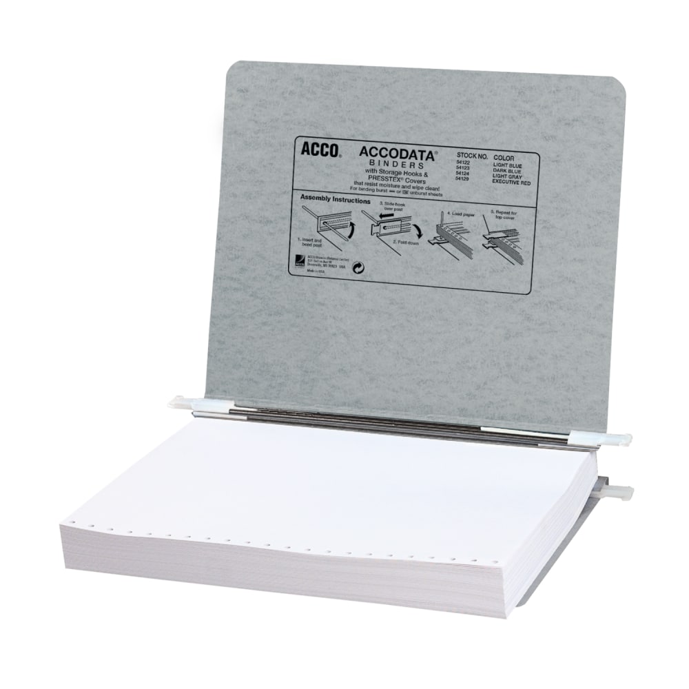 Wilson Jones Presstex Data Binder With Retractable Hooks, 60% Recycled, Gray (Min Order Qty 4) MPN:A7054124