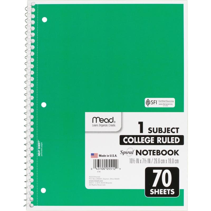 Mead Spiral Notebooks, 1 Subject, College Ruled, 70 Sheets, Tan, Pack Of 12 (Min Order Qty 3) MPN:05512BD