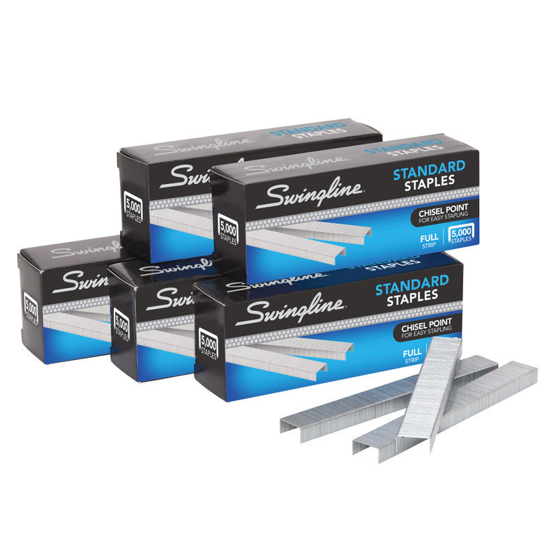 Swingline Standard Staples, 1/4in Length, 5,000 Per Box, Pack Of 5 (Min Order Qty 11) MPN:S7035101