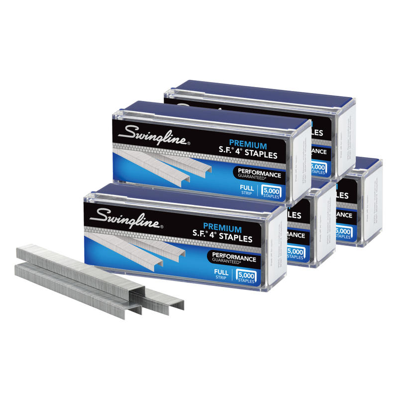 Swingline S.F. 4 Premium Staples, 1/4in Full Strip, Silver, 5,000 Per Pack, Case Of 5 Packs (Min Order Qty 5) MPN:S7035481