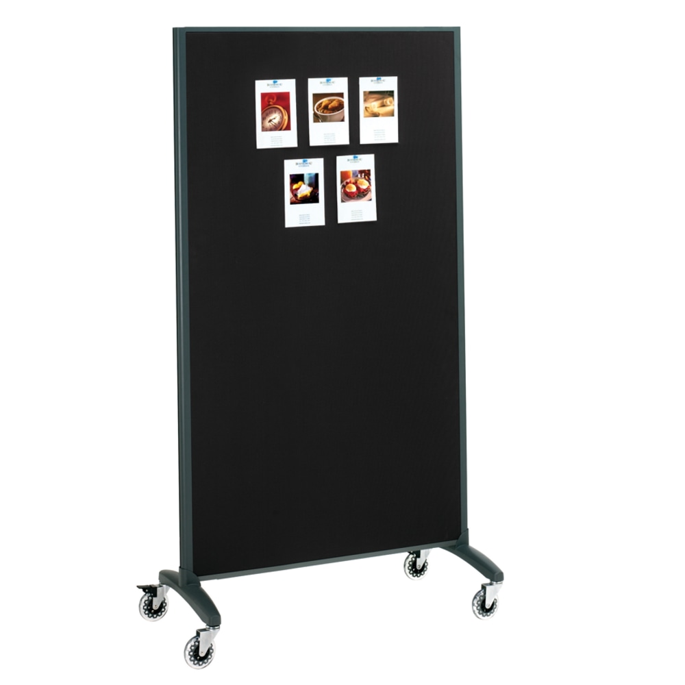 Quartet Motion 2-Sided Bulletin Board/Non-Magnetic Dry-Erase Whiteboard Rolling Room Divider, 36in x 72in, Aluminum Frame With Black Finish MPN:6630MB