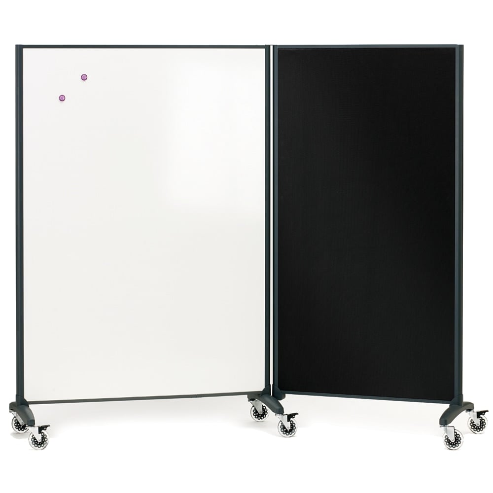 Quartet Motion Room Divider With DuraMax Porcelain Magnetic Dry-Erase Whiteboard Surface, 48in x 72in, Metal Frame With Graphite Finish MPN:6640MB