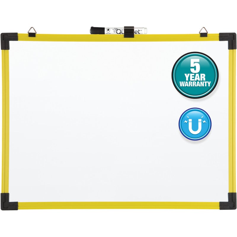 Quartet Industrial Magnetic Dry-Erase Whiteboard, 36in x 48in, Plastic Frame With Yellow Finish MPN:724126