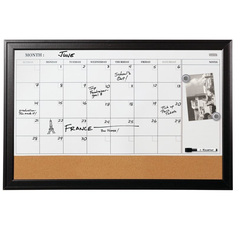 Quartet Home Decor Magnetic Combination Dry-Erase Whiteboard/Calendar Board, 23in x 35in, White (Min Order Qty 2) MPN:79284