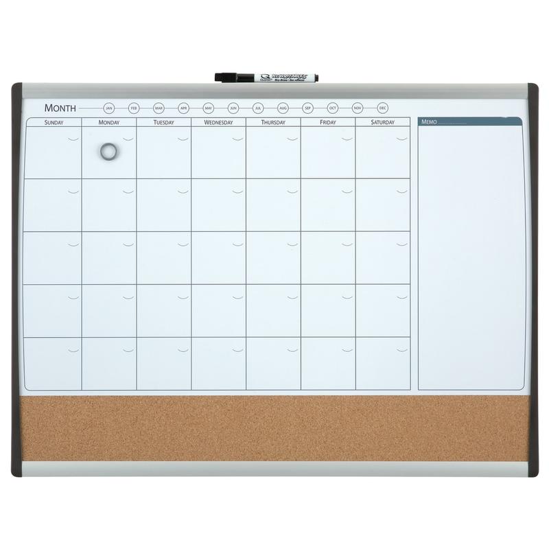 Quartet Calendar Magnetic Dry-Erase Whiteboard, 17in x 23in, Black/Silver Plastic Frame (Min Order Qty 4) MPN:79372