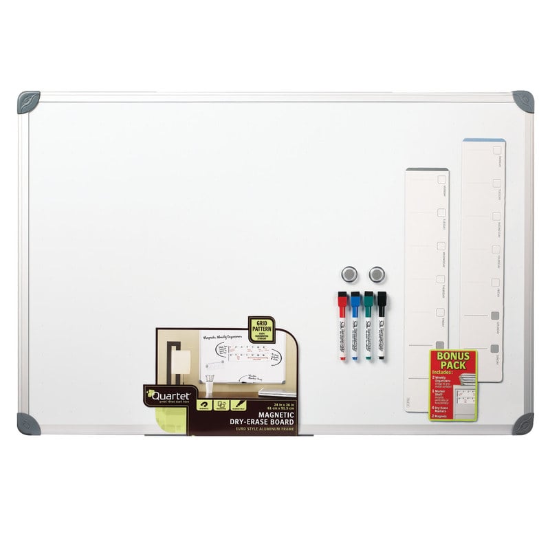 Quartet Euro Style Magnetic Dry-Erase Whiteboard, 24in x 36in, Aluminum Frame With Silver Finish (Min Order Qty 2) MPN:79378