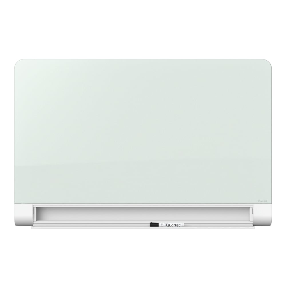 Quartet Horizon Magnetic Glass Unframed Dry-Erase Whiteboard With Concealed Tray, 42in x 74in, White MPN:G7442HT