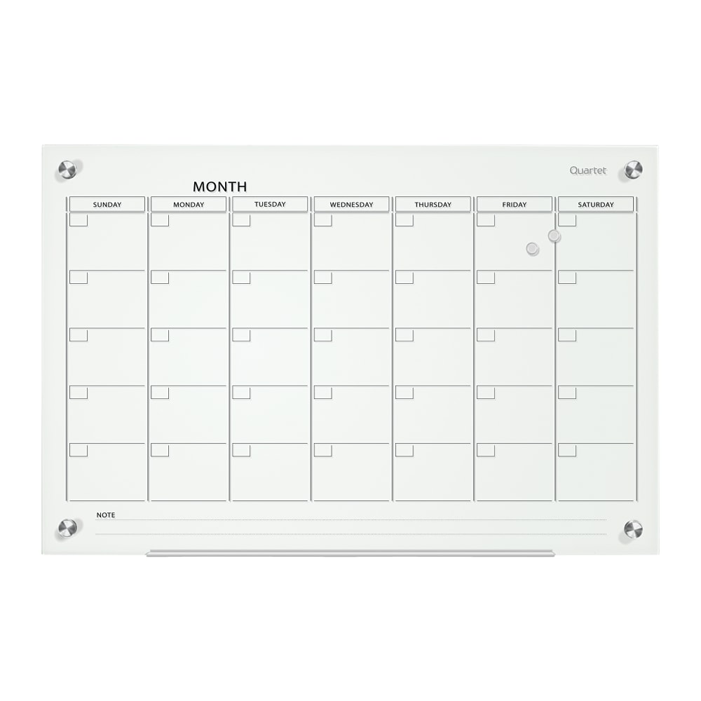 Quartet Infinity Unframed Magnetic Glass Calendar Whiteboard, 18in x 24in, White MPN:GC2418F