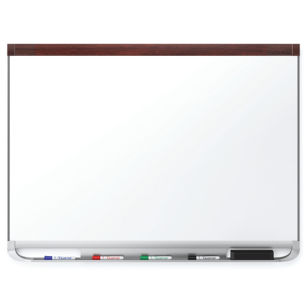 Quartet Prestige 2 DuraMax Porcelain Magnetic Dry-Erase Whiteboard, 72in x 48in, Wood Frame With Mahogany Finish MPN:P557MP2