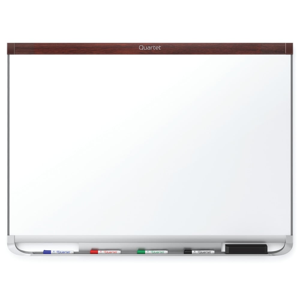 Quartet Prestige 2 DuraMax Porcelain Magnetic Dry-Erase Whiteboard, 96in x 48in, Wood Frame With Mahogany Finish MPN:P558MP2