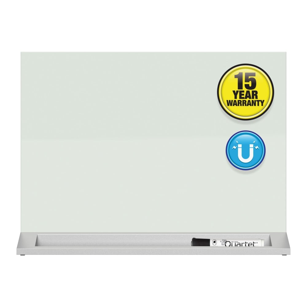 Quartet Desktop Magnetic Tempered Glass Unframed Dry-Erase Whiteboard, 17in x 23in, White MPN:QRTGDP1723W