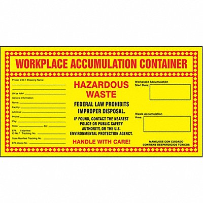 DOT Handling Label Waste 11 W PK25 MPN:MHZW22PSP