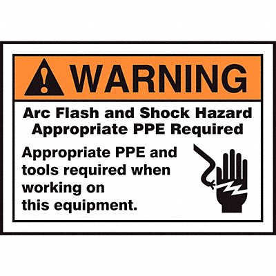 Arc Flash Label 3 1/2 inx5 in Vinyl MPN:LELC309