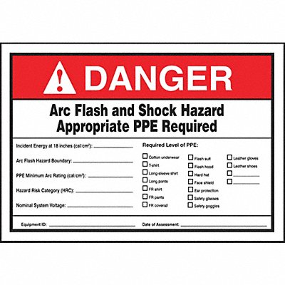 Arc Flash Label 7 in x 10 in Vinyl MPN:LELC333