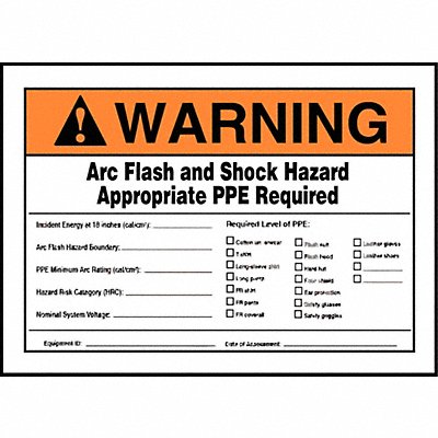 Arc Flash Label 5 inx7 in Vinyl MPN:LELC334