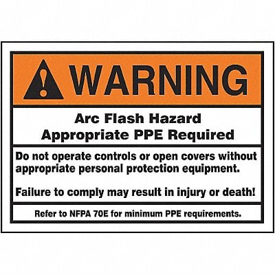 Arc Flash Label 5 inx7 in Vinyl MPN:LELC387