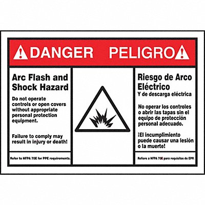 Arc Flash Label 3 1/2 in x 5 in Vinyl MPN:SBLSPS140