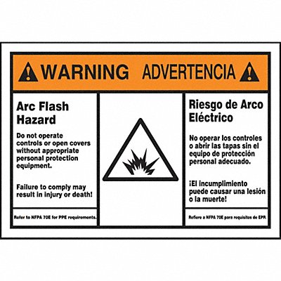 Arc Flash Label 5 in x 7 in Vinyl MPN:SBLSPS375