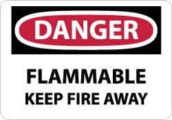 Danger - Flammable - Keep Fire Away, Pressure Sensitive Vinyl Fire Sign MPN:D417P