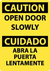 Caution - Open Door Slowly, Aluminum Fire and Exit Sign MPN:ESC704AB