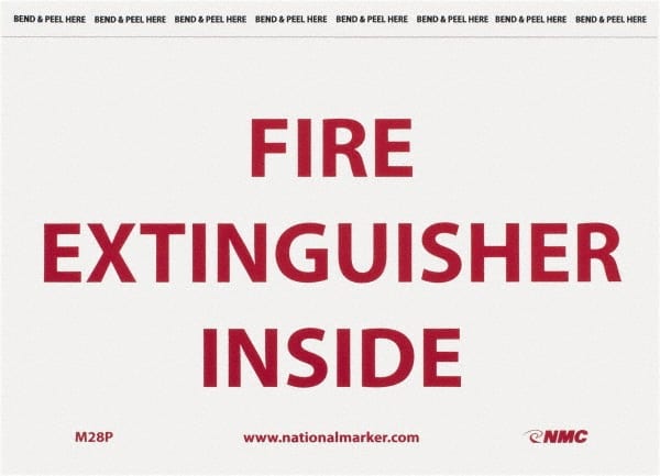 Fire Extinguisher Inside, Pressure Sensitive Vinyl Fire Sign MPN:M28P